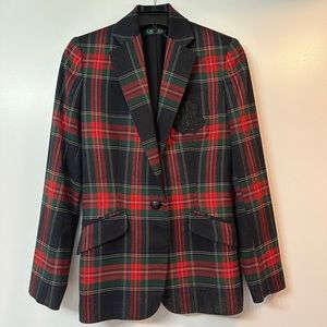Lauren by Ralph Lauren tartan crest twill plaid blazer